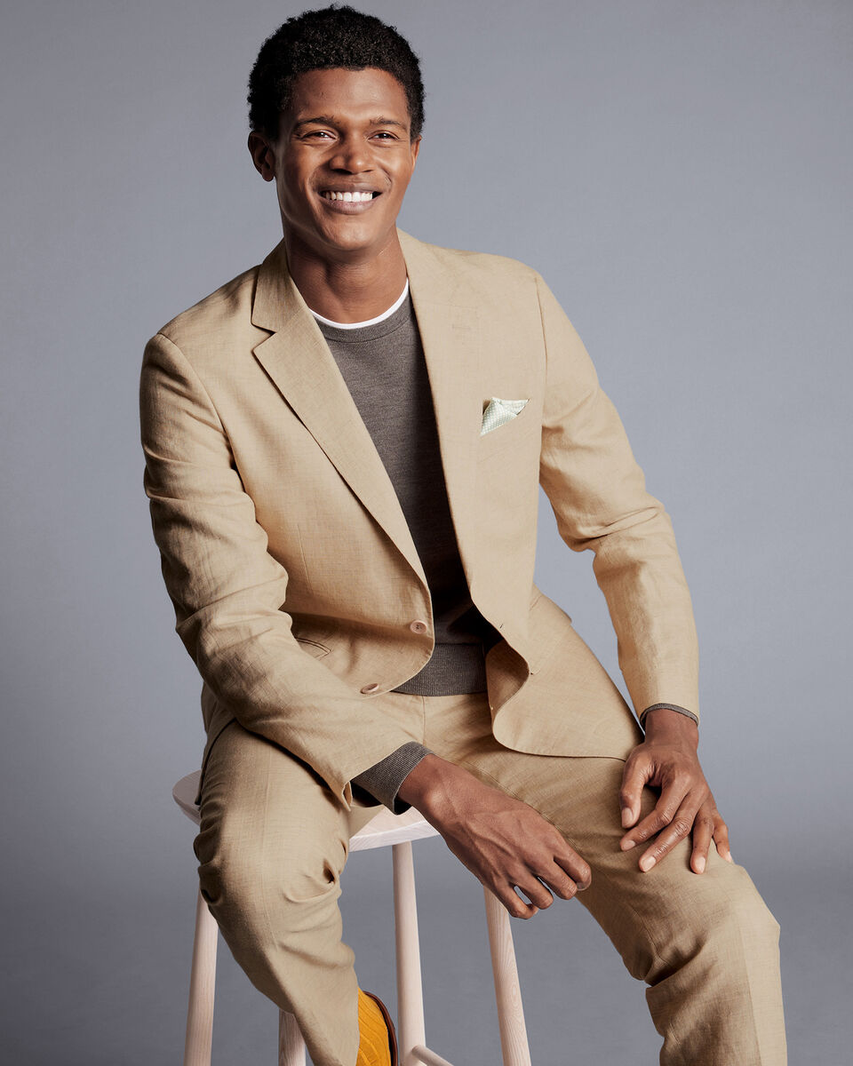 Linen Jacket Stone Charles Tyrwhitt