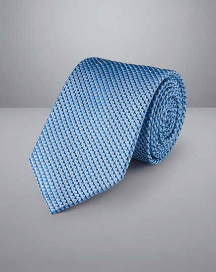 Schmutzabweisende Krawatte aus Seide mit Strukturgewebe - Kornblumenblau