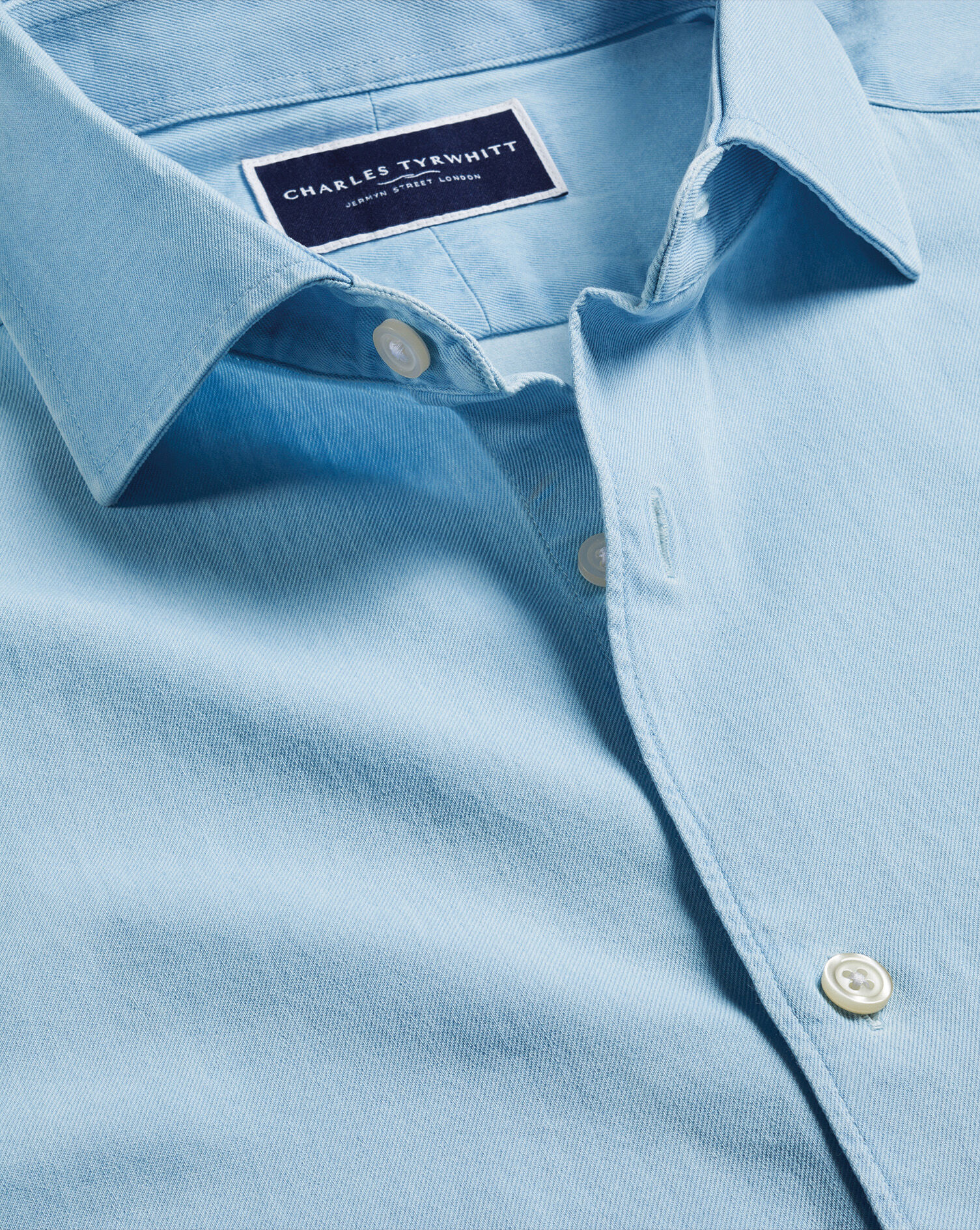 Spread Collar Denim Shirt - Light Blue | Charles Tyrwhitt