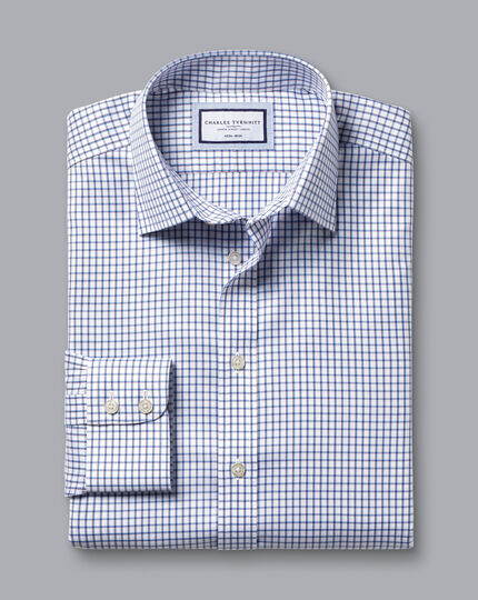 Non-Iron Two Color Check Shirt - Indigo Blue