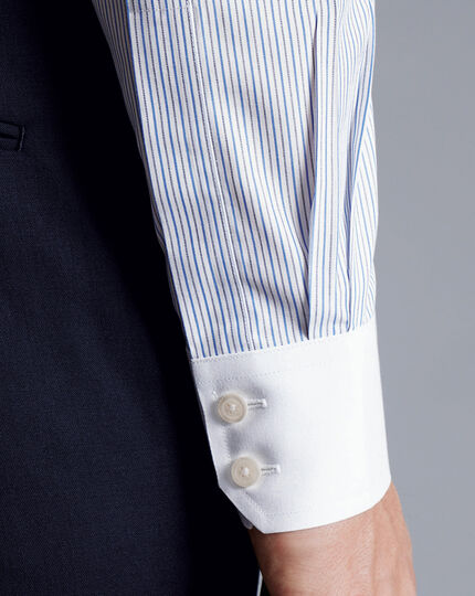 Cutaway Collar Non-Iron Stripe Winchester Shirt - Ocean Blue