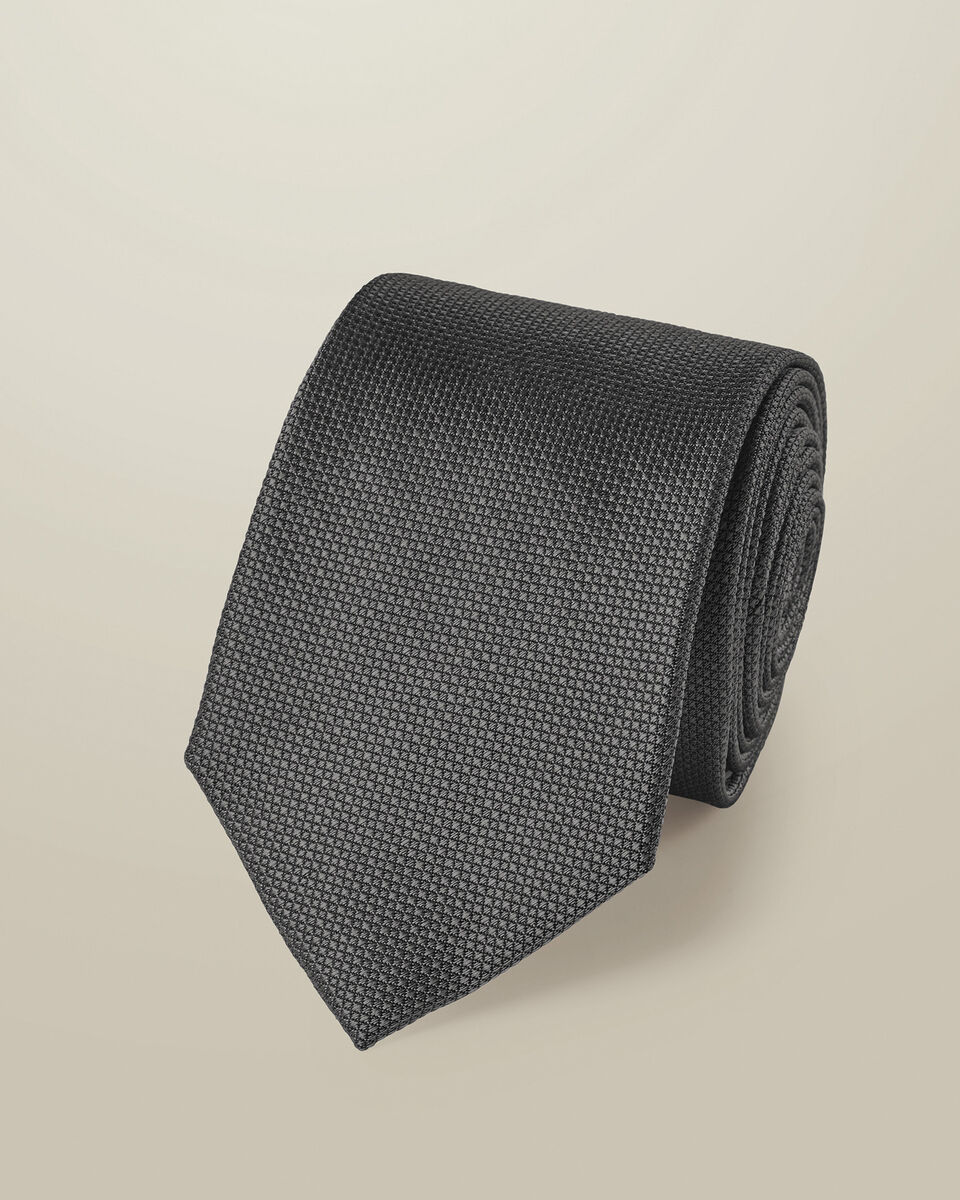 Silk Textured Tie - Charcoal Grey