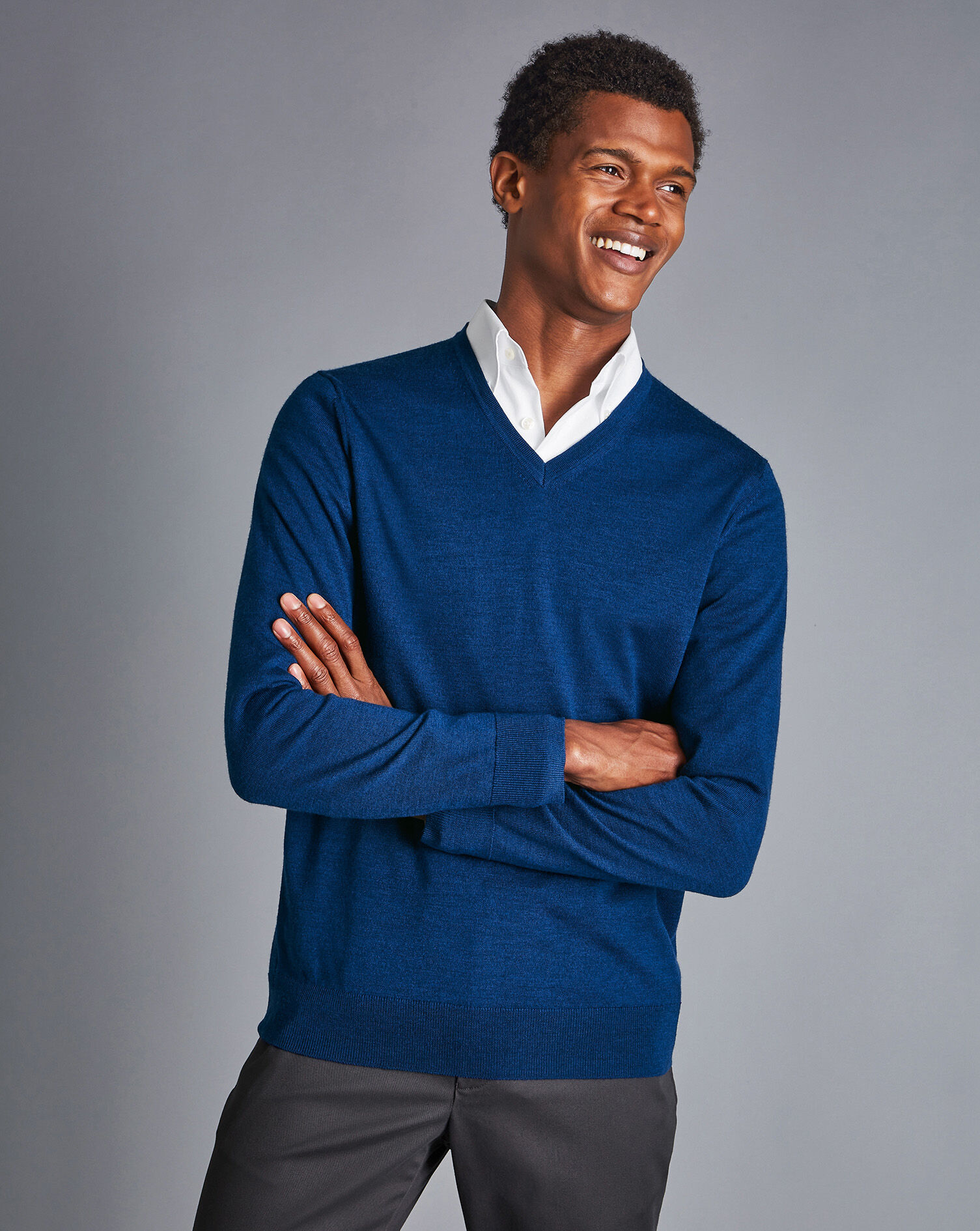 Merino V-Neck Jumper - Royal Blue 