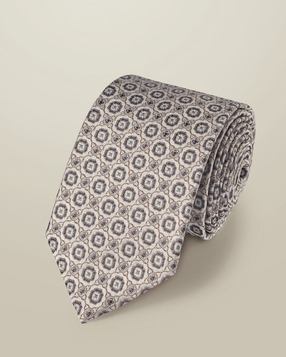 Silk Geo Tie - Ivory