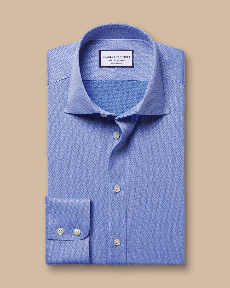 Luxury Ascot Weave Shirt - Indigo Blue