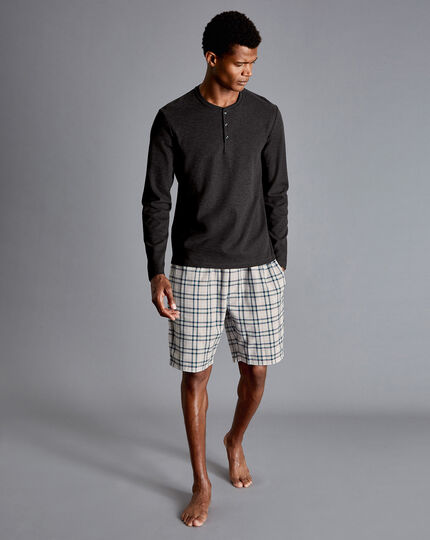 Henley Long Sleeve Pajama Top - Charcoal