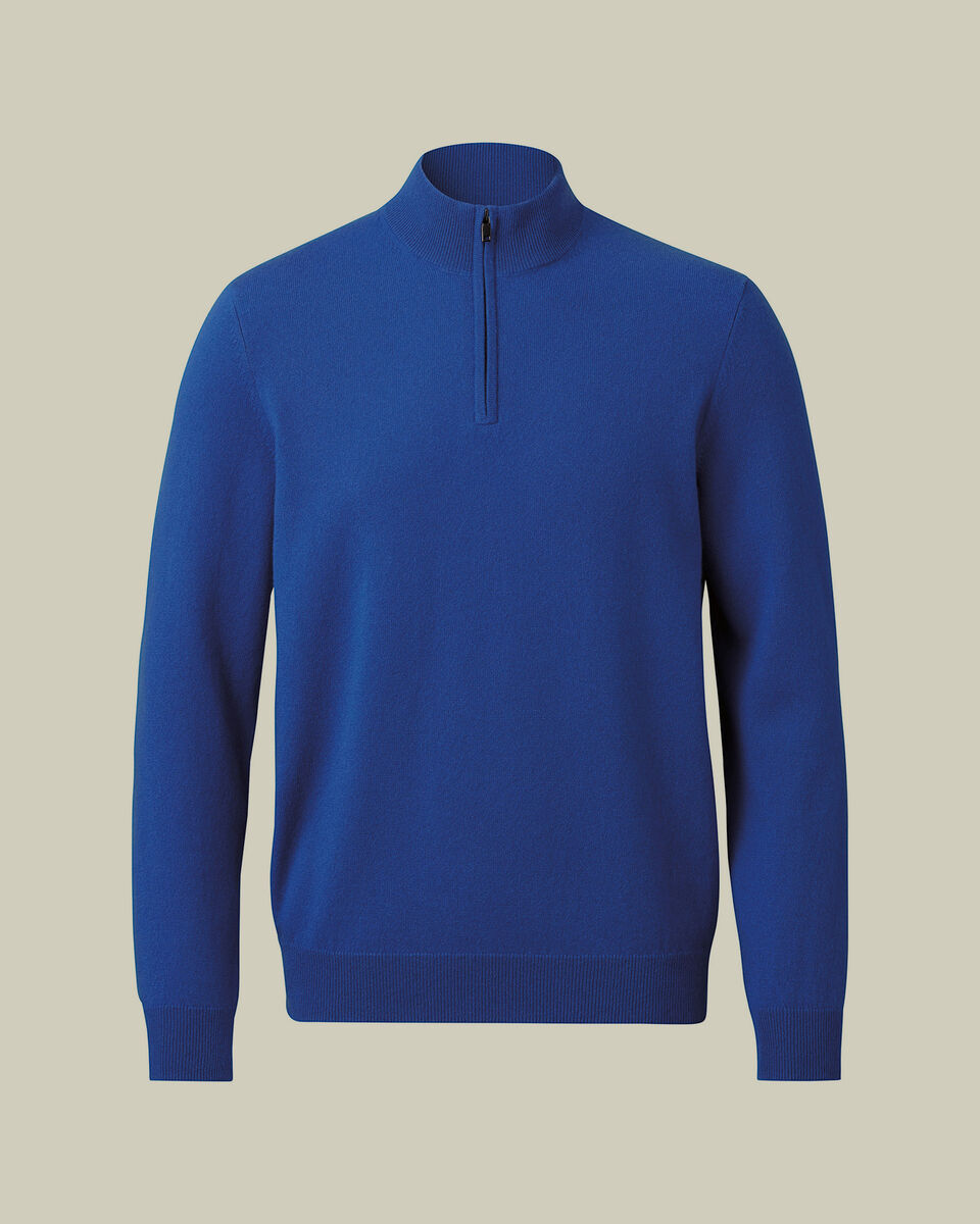 Cobalt Striped Quarter Button Up Knit Sweater