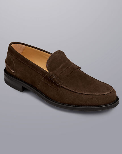 Suede Penny Loafers - Chocolate Brown