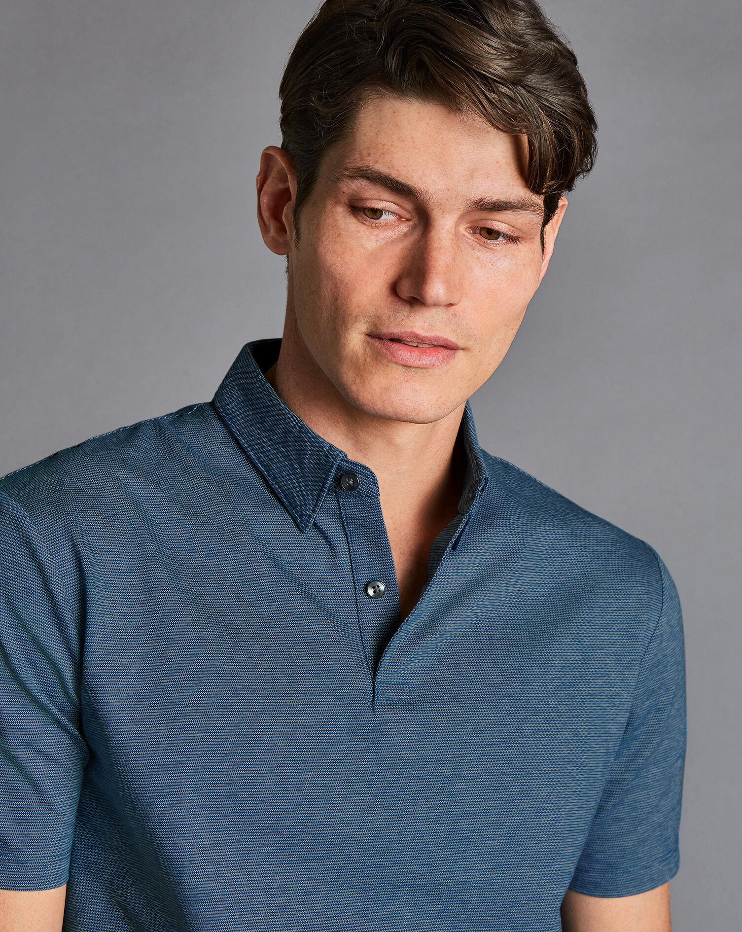 Mercerized Cotton Jacquard Polo - Ink 