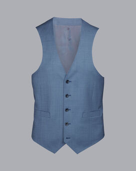 Sharkskin Suit Waistcoat - Cornflower Blue