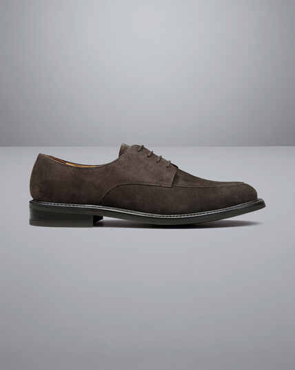 Suede Apron Derby Shoes - Chocolate Brown