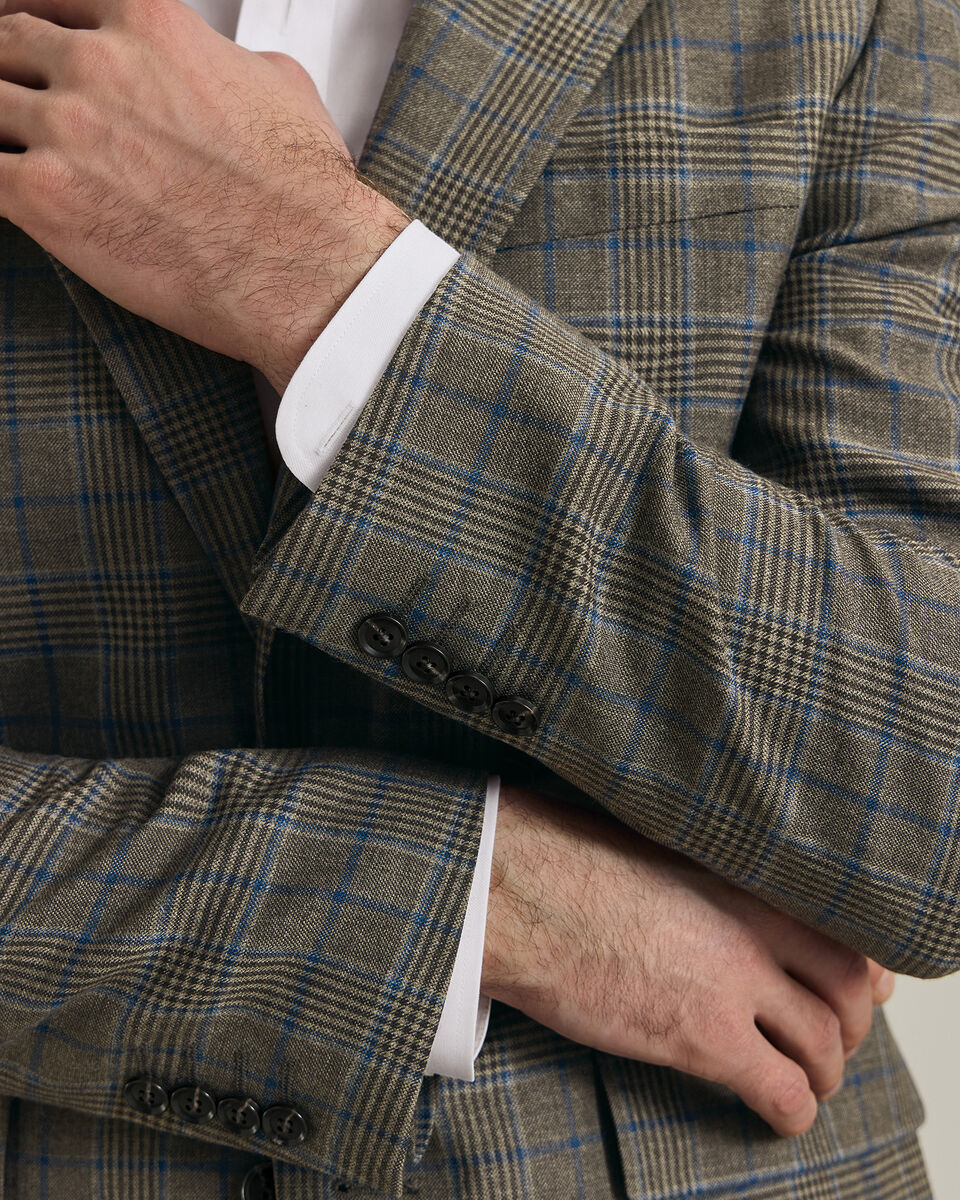Lightweight Wool Check Jacket - Mocha