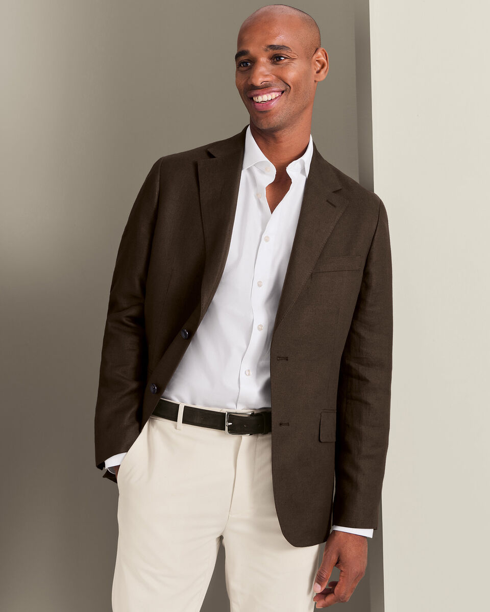 Linen Jacket - Chocolate Brown