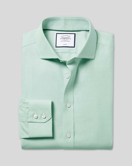 Spread Collar Non-Iron Ludgate Weave Shirt - Green