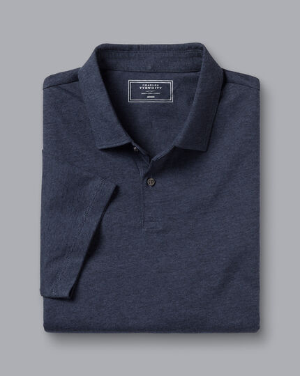 End-on-End Cotton Polo - Steel Blue