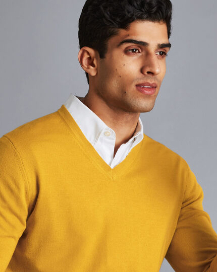 Merino V-Neck Sweater - Dark Yellow
