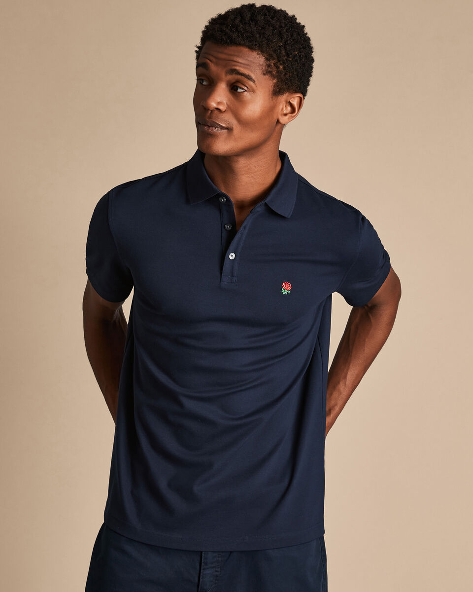 England Rugby Red Rose Pique Polo Navy Charles Tyrwhitt