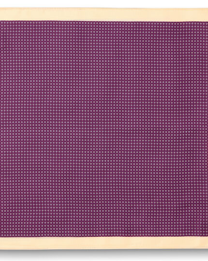 Micro Diamond Silk Pocket Square - Blackberry Purple & Butter Yellow
