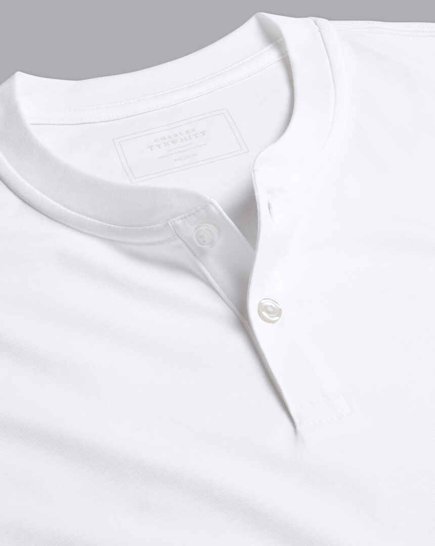 Henley Langarm-Shirt - Weiß