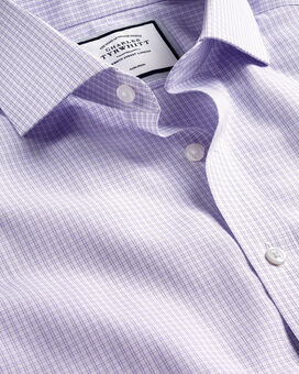Cutaway Collar Non-Iron Double Check Shirt - Lilac Purple