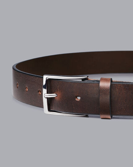 Made in England Leather Chino Belt - Chocolate Brown