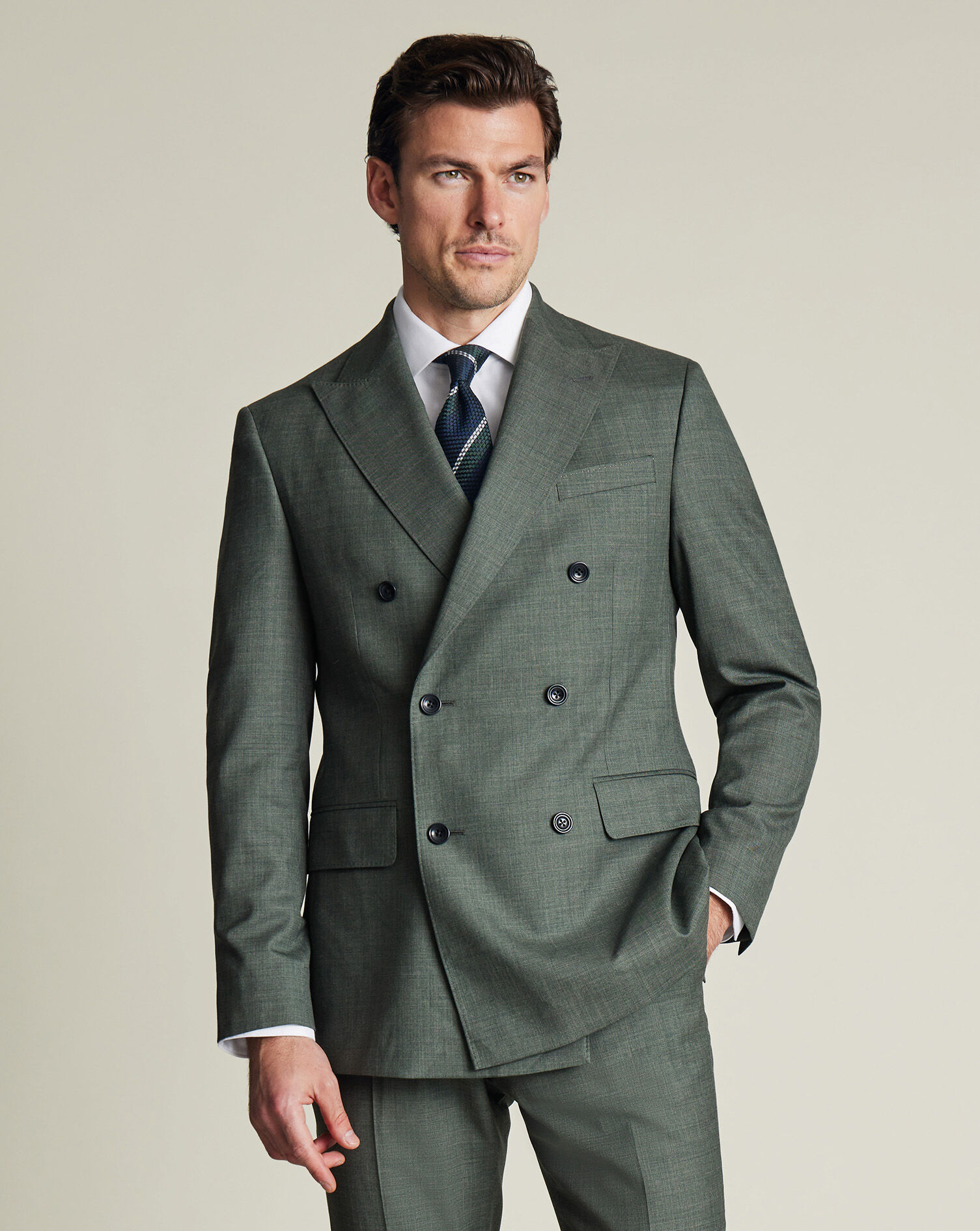 Double Breasted Ultimate Performance Sharkskin Suit Jacket