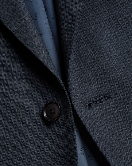 Herringbone Business Suit Jacket - Dark Airforce Blue