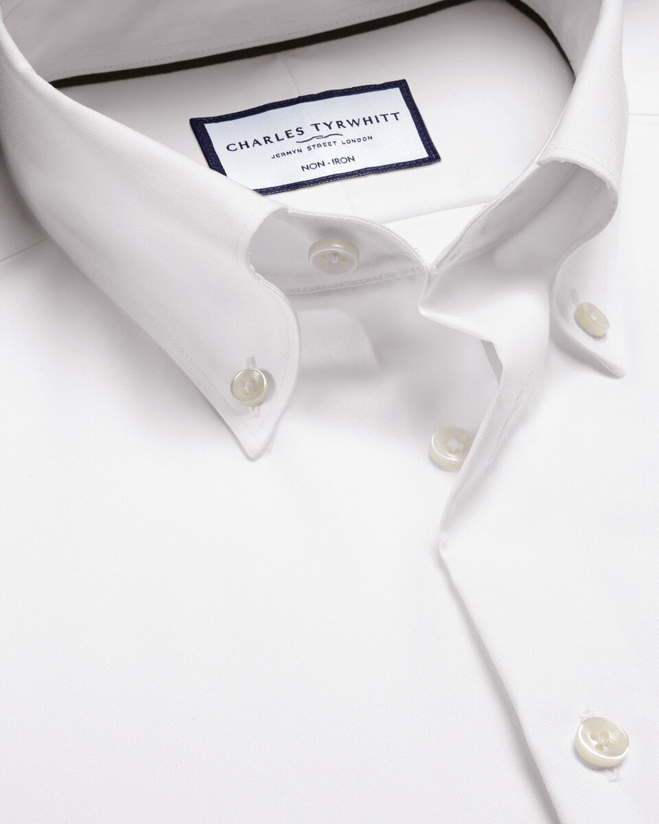 ButtonDown Collar NonIron Shirt White Charles Tyrwhitt