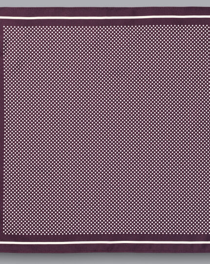 Spot Print Silk Pocket Square - Blackberry Purple & Ivory