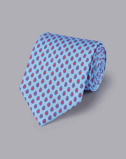 Krawatte aus Seide mit Paisleymuster - Himmelblau