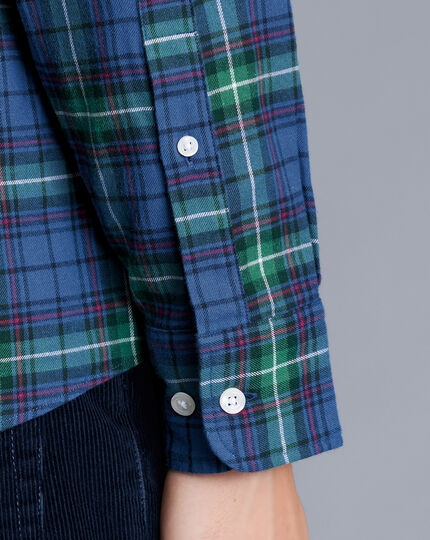 Brushed Flannel Multi Check Shirt - Green