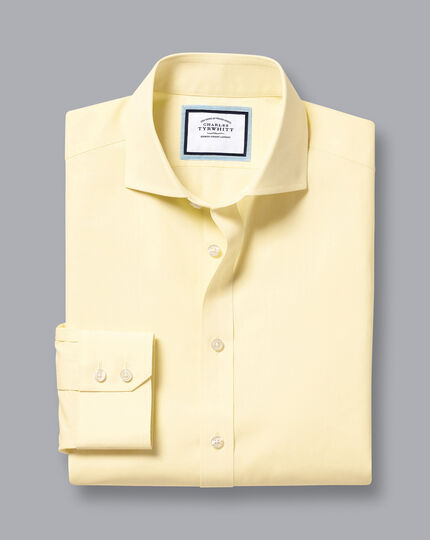 Spread Collar Non-Iron Poplin Shirt - Lemon Yellow