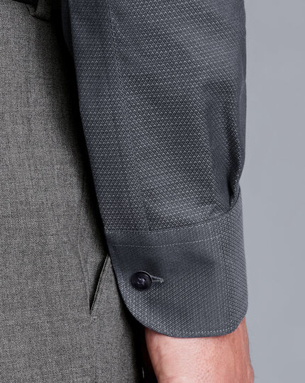 Non-Iron Diamond Stretch Texture Shirt - Charcoal Grey
