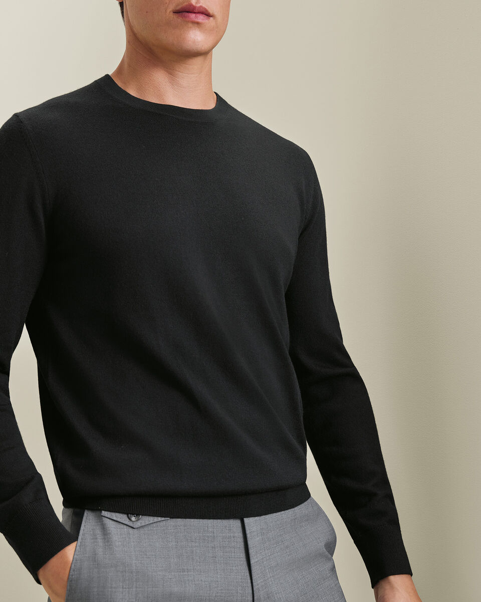 Pure Merino Crew Neck Jumper - Black