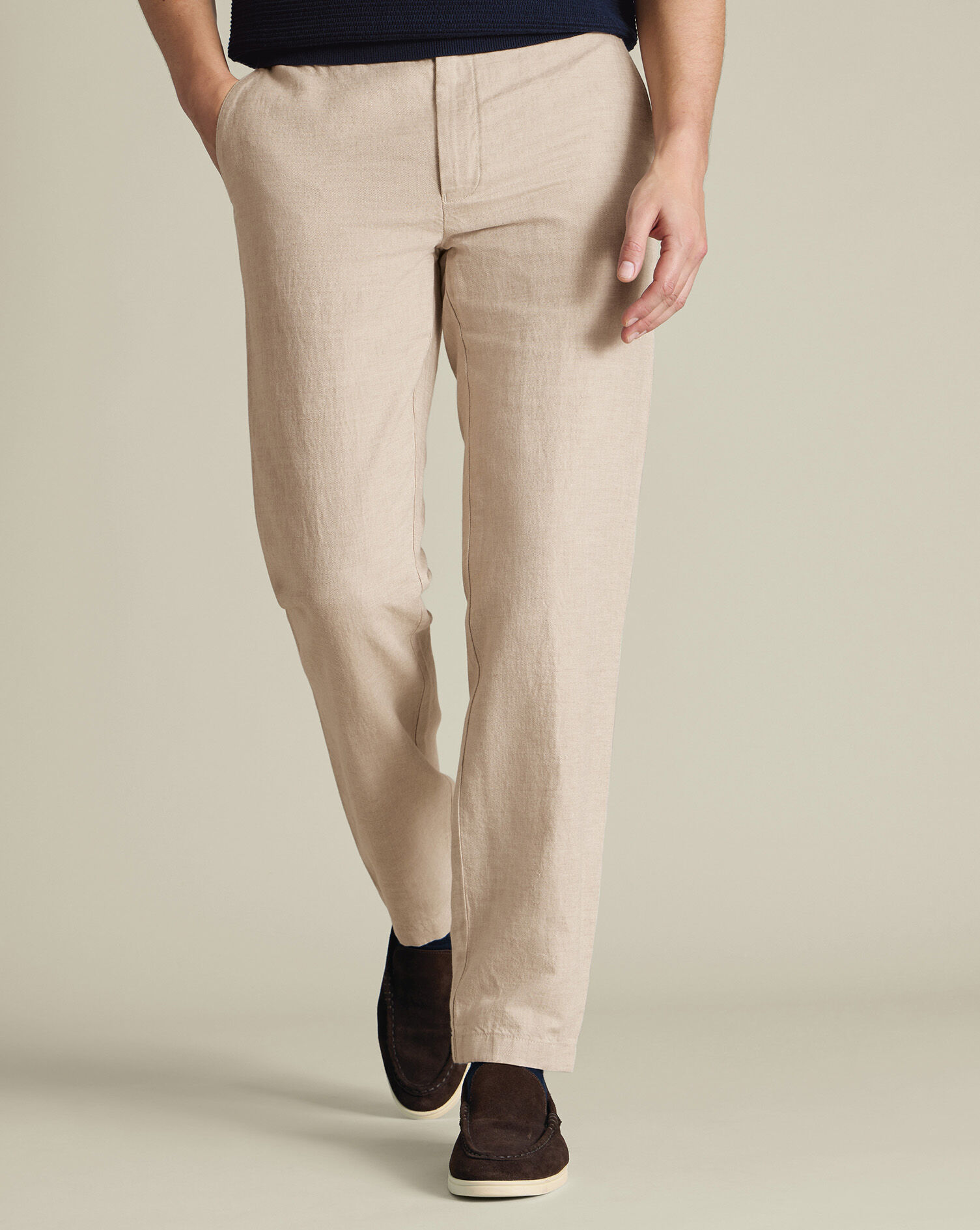 Linen Cotton Chinos – Stone | Charles Tyrwhitt US