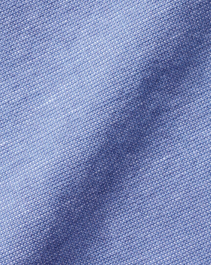 Cotton Linen Short Sleeve Shirt - Blue