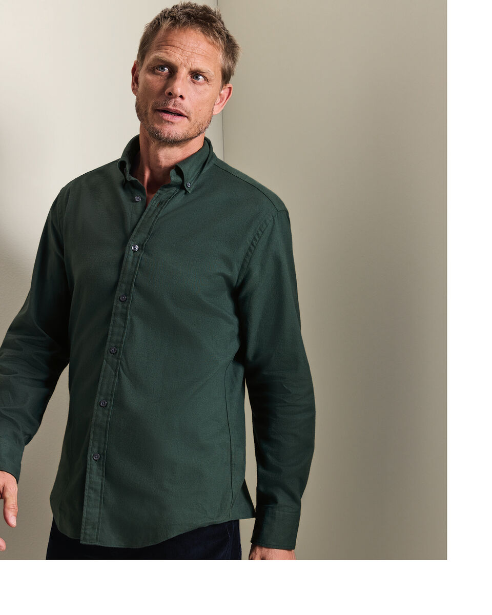 Chemise en flanelle bross&eacute;e - Vert for&ecirc;t