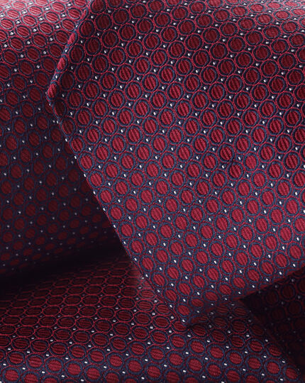 Stain Resistant Semi Plain Pattern Silk Tie - Red