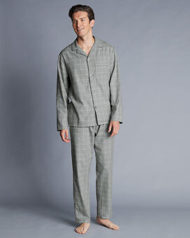 Pyjama Set Check Print - Light Grey