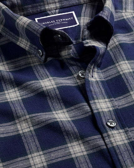 Brushed Flannel Check Shirt - French Blue