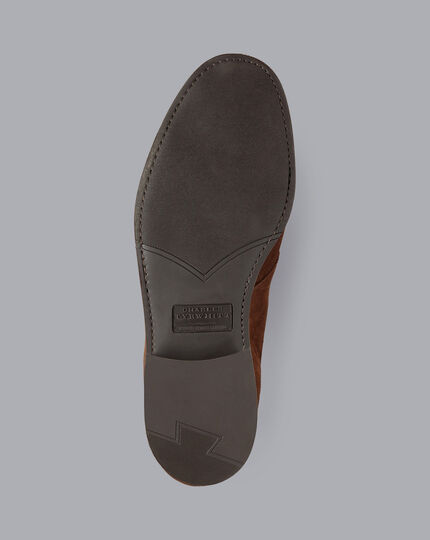 Derby-Schuhe aus Wildleder mit Gummisohle - Walnussbraun