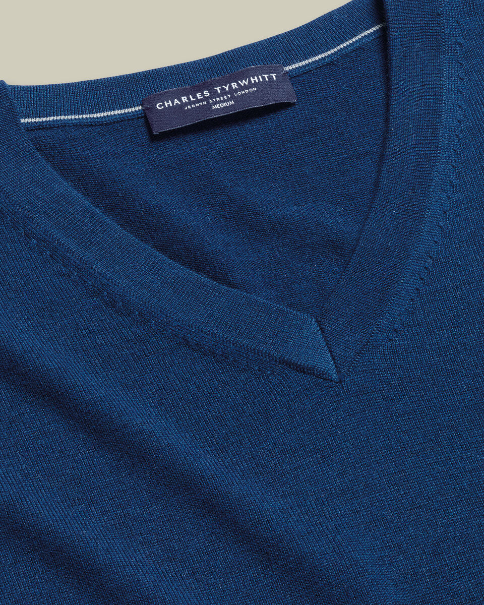 Pure Merino V-Neck Jumper - Royal Blue