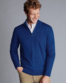 Merino Quarter Zip Sweater - Cobalt Blue