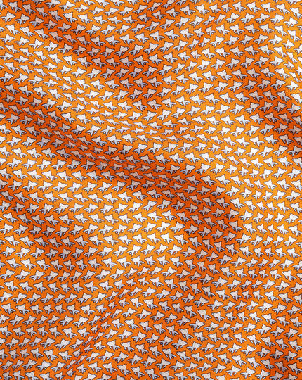 Fish Out of Water Motif Silk Pocket Square - Orange