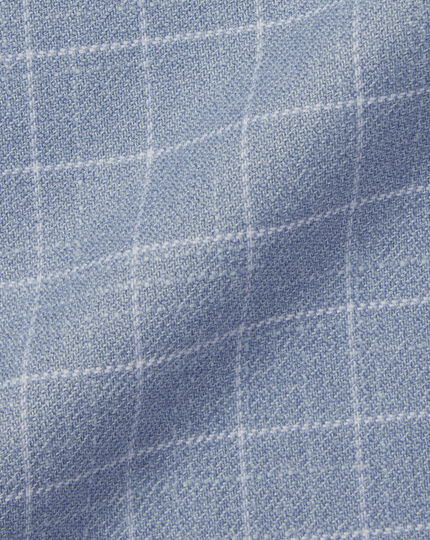 Bügelfreies Twill-Hemd mit Button-down-Kragen und Windowpane-Karos - Stahlblau