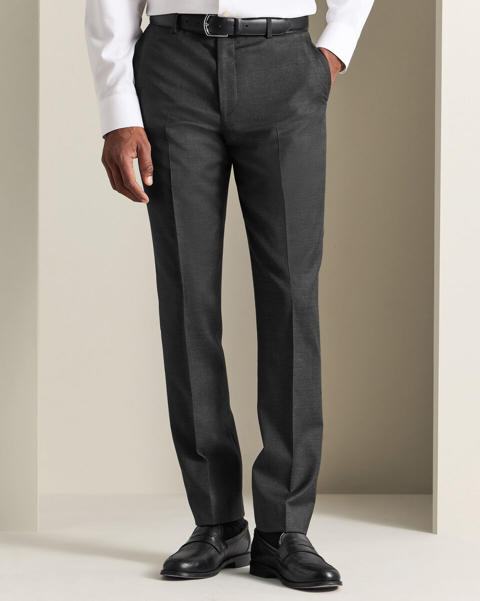 Pantalon De Costume En Serg&eacute; Naturellement Extensible - Gris Anthracite