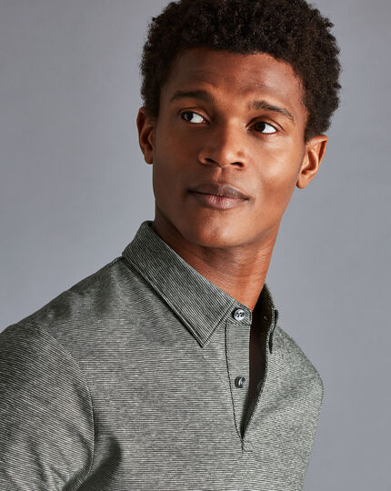 Mercerised Cotton Jacquard Polo - Forest Green