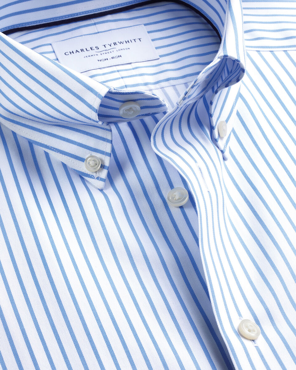 B&uuml;gelfreies Twill-Hemd mit Streifen&nbsp;- Kornblumenblau