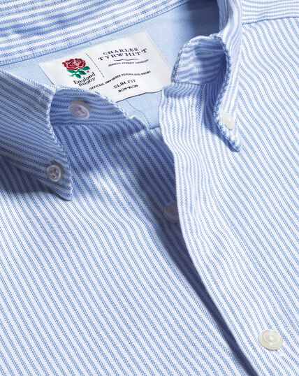 Vorgewaschenes England Rugby Oxfordhemd mit Button-down-Kragen und Streifen - Blau & Weiß