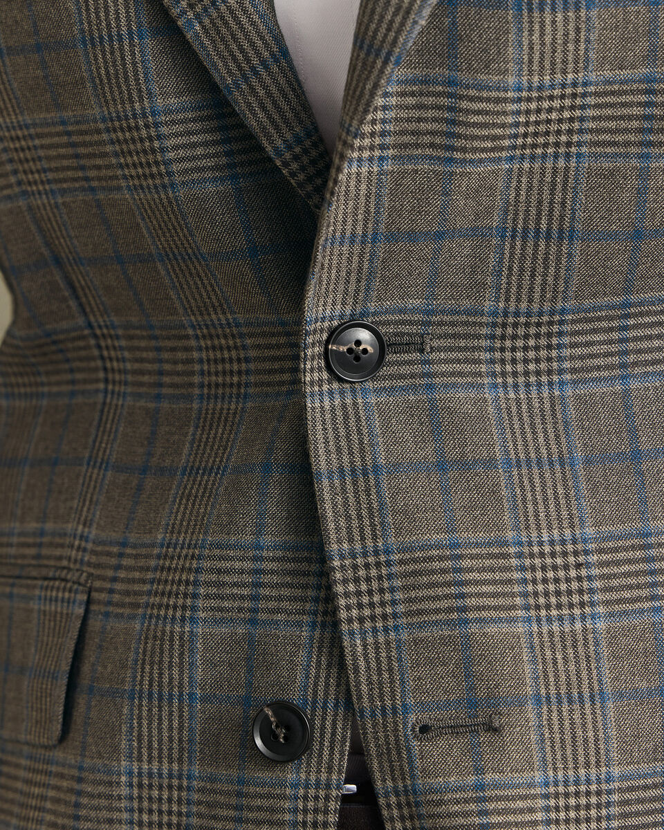 Lightweight Wool Check Jacket - Mocha